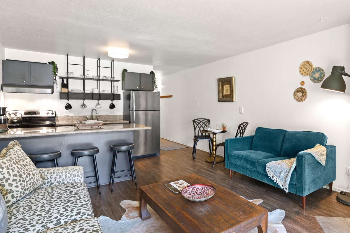 Kitchen and living area